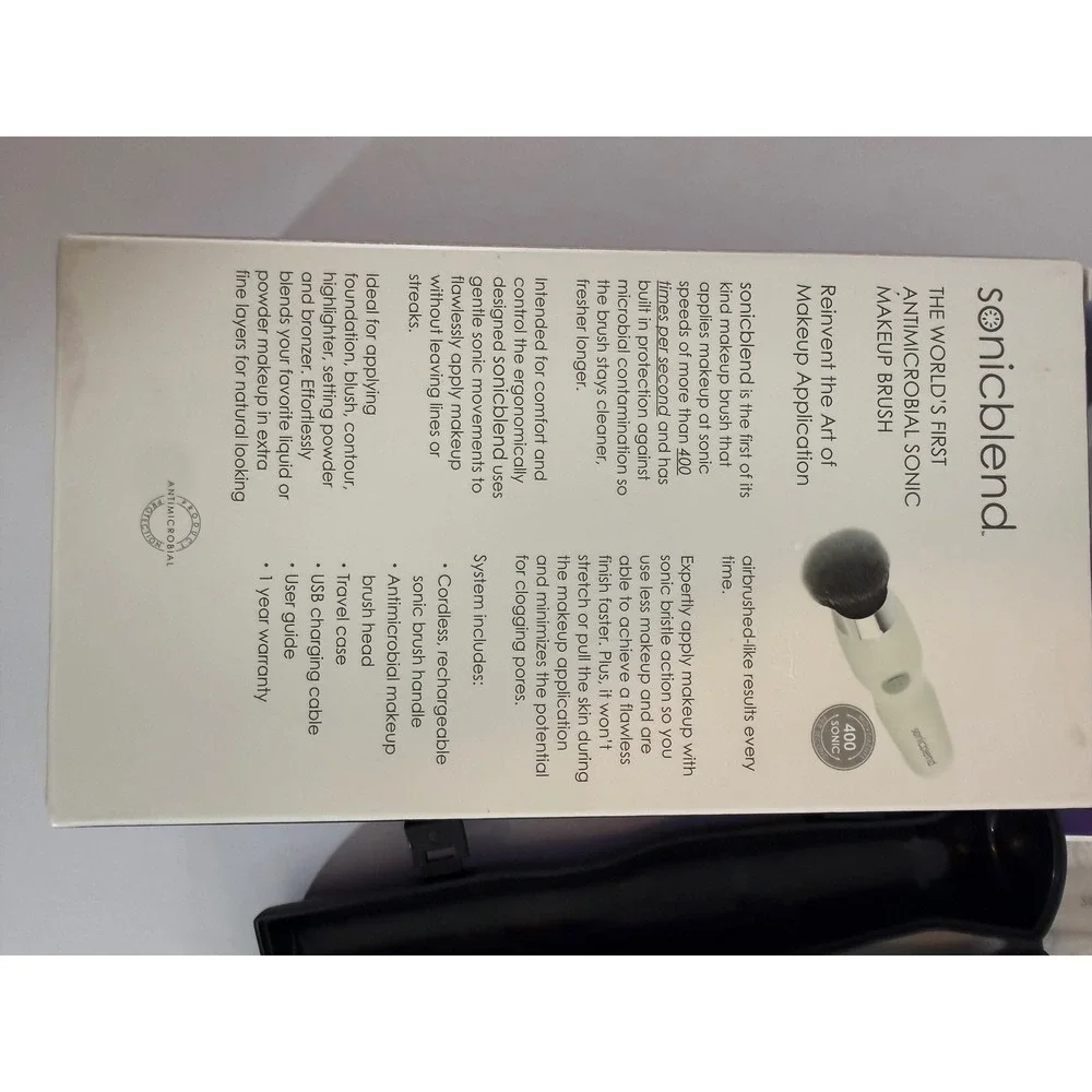 New Michael Todd Beauty Sonicblend Antimicrobial Sonic Makeup Brush Pearl White